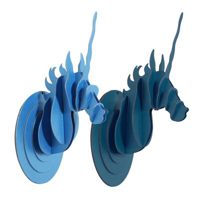 Forest and royal blue unicorn trophy