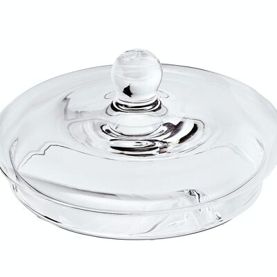 Replacement lid (height 5 cm, ø 14 cm) for glass jar Lia 1284 and 1285, hand-blown crystal glass