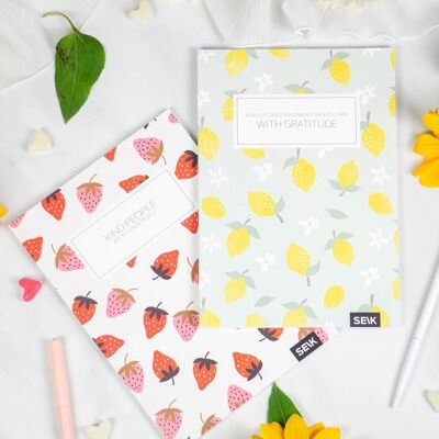 Bullet Journal / Dotted Notebook fraises & citrons (2 pcs)