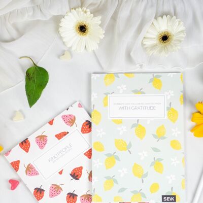 Bullet Journal / Dotted Notebook strawberries & lemons (2 pcs)