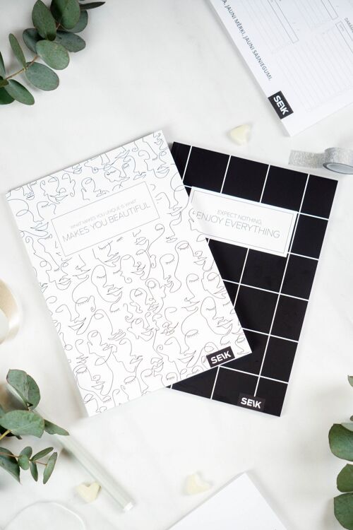 Bullet Journal / Dotted Notebook black & white (2pcs)