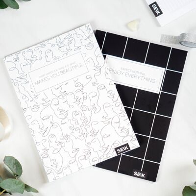 Bullet Journal / Carnet pointillé noir & blanc (2pcs)