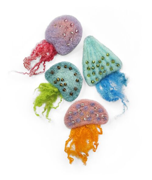 Jellyfish Brooches Needle Felting Craft Kit