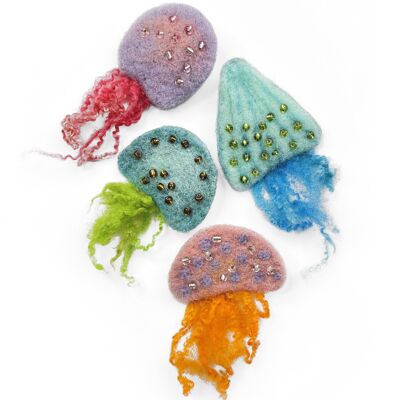 Kit artigianale per infeltrimento ad ago con spille di meduse