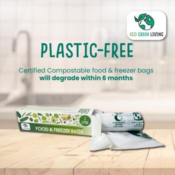 Sacs alimentaires et de congélation certifiés compostables de 2 litres (35 sacs) 4