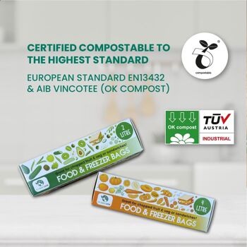 Sacs alimentaires et de congélation certifiés compostables de 2 litres (35 sacs) 5