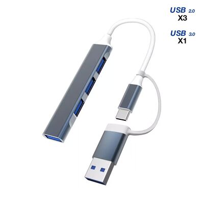 Hub USB-C/USB-A avec 3 ports USB 2.0 + 1 port USB 3.0