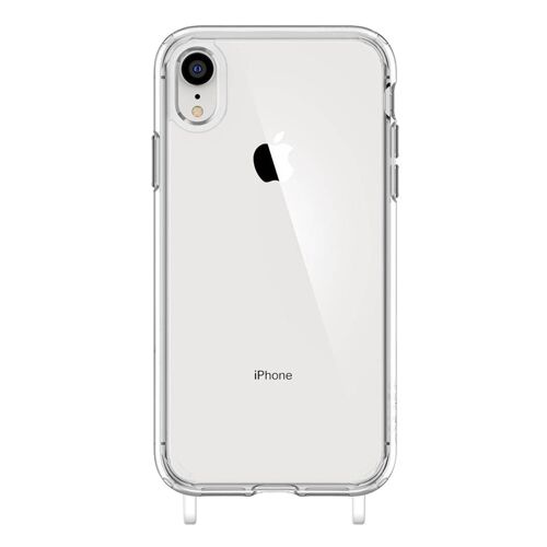 Funda colgante con cuerda blanca y gris para iPhone XR