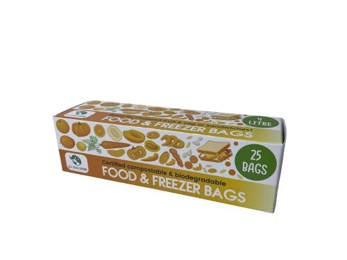 Certified Compostable Food & Freezer Bags 4 Litre (25 bags)