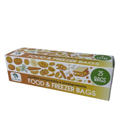 Certified Compostable Food & Freezer Bags 4 Litre (25 bags)