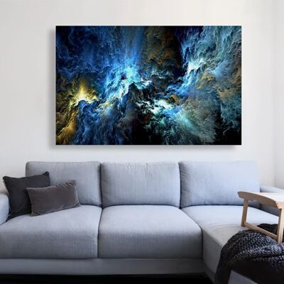 Kosmisches Blau, Wandbild mit Glasdruck, 72 x 46 cm, 110 x 70 cm