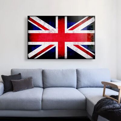 Union Jack, Glasdruck, Wandkunst, 72 x 46 cm, 110 x 70 cm
