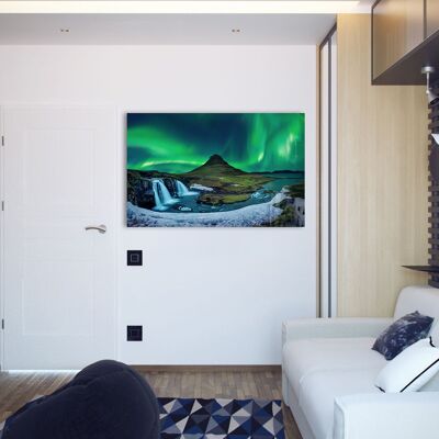 Aurora boreale, stampa su vetro Wall Art, 72x46 cm, 110x70 cm