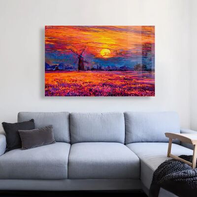 Sonnenuntergang, Wandbild auf Glas, 110 x 70 cm