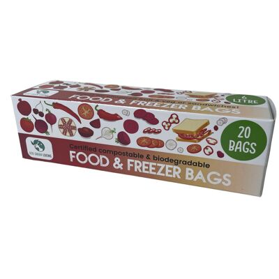 Bolsas compostables certificadas para alimentos y congeladores de 6 litros (20 bolsas)