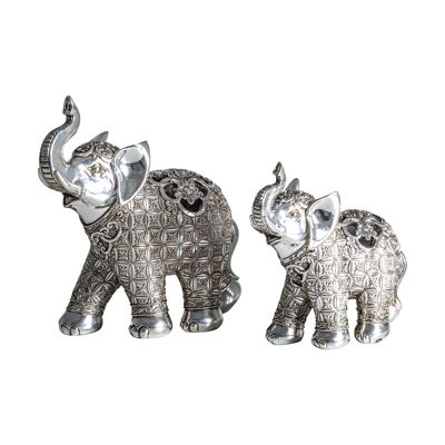 Silver Elephants couple - 20x8x21cm