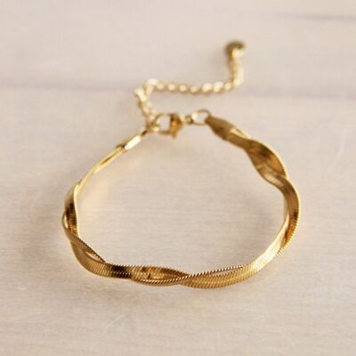 Stainless steel braided snake bracelet - gold