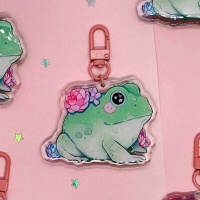 Succulent Frog Keycharm | Glitter Key Charm | Keychain