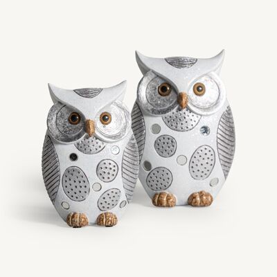 Couple glitter owl figures - 11x8x16cm