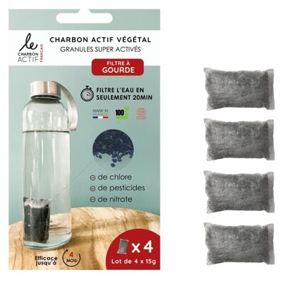 Set of 4 nomadic bottle filters with super activated vegetable charcoal