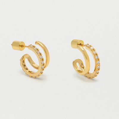Double Hoop Illusion Pave Earrings