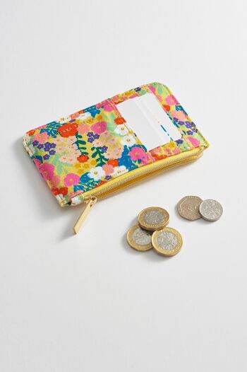 Card Purse - Toile de coton imprimé floral jaune 2