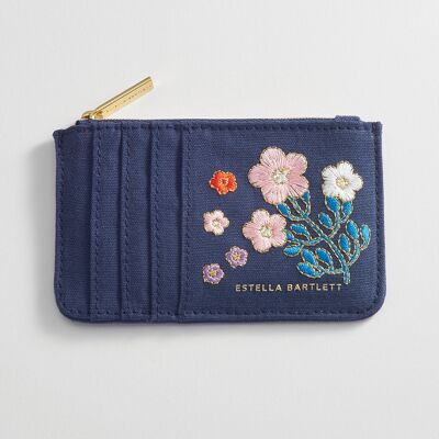 Card Purse - Navy Embroidered