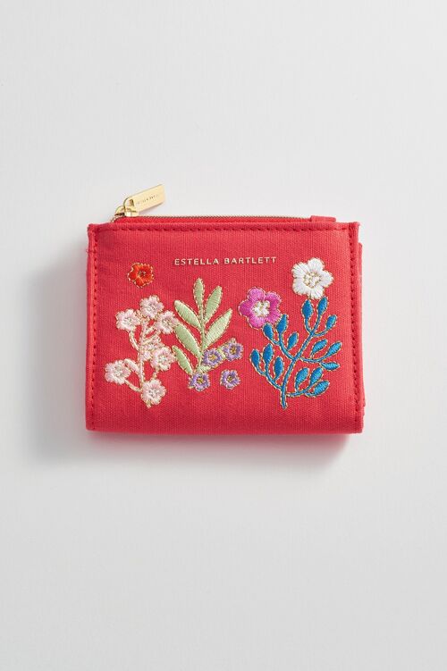 Folding Wallet - Red Embroidered