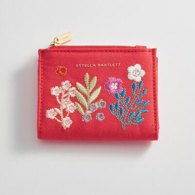 Folding Wallet - Red Embroidered