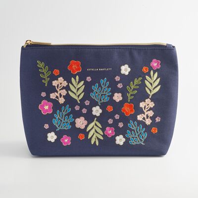 Medium Wash Bag - Navy Embroidered