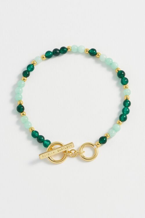 Mix Green Semi Precious Beaded Bracelet With Eb Tbar