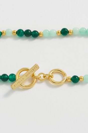 Bracelet Mix Vert Perles Semi Précieuses Avec Eb Tbar 2