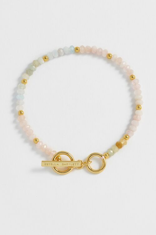 Mix Pastel Rainbow Semi Precious Beaded Bracelet With Eb Tbar