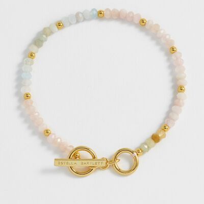 Mix Pastel Rainbow Semi Precious Beaded Bracelet With Eb Tbar