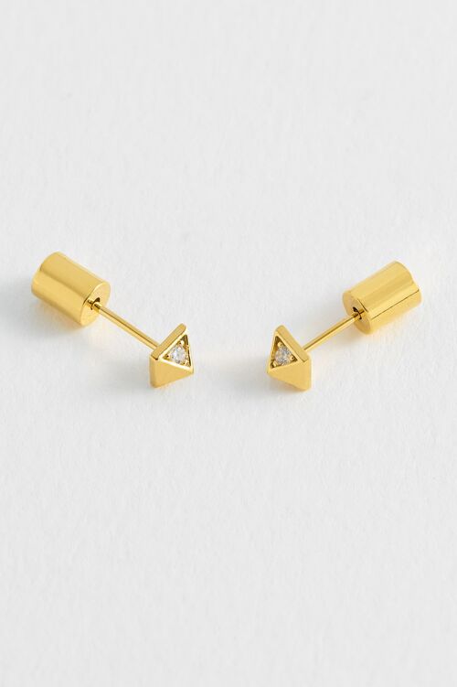 Quilting Pattern Inlay Pyramid Studs Clear Cz