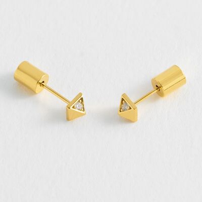 Quilting Pattern Inlay Pyramid Studs Clear Cz