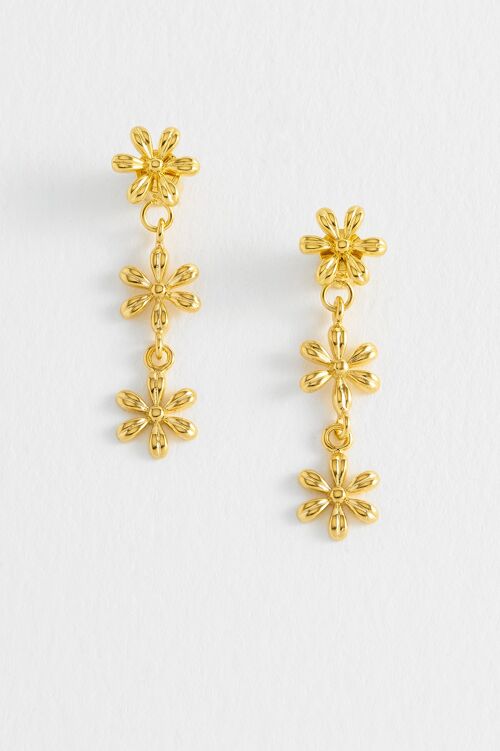 Triple Floral Drop Front Back Earring