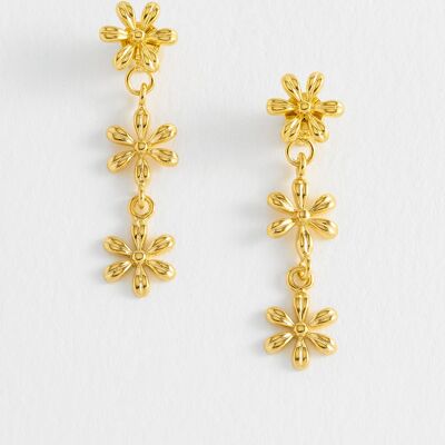 Triple Floral Drop Front Back Earring