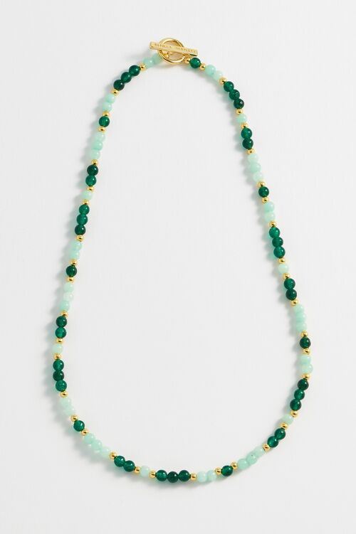 Mix Green Semi Precious Beaded Necklace With Eb Tbar