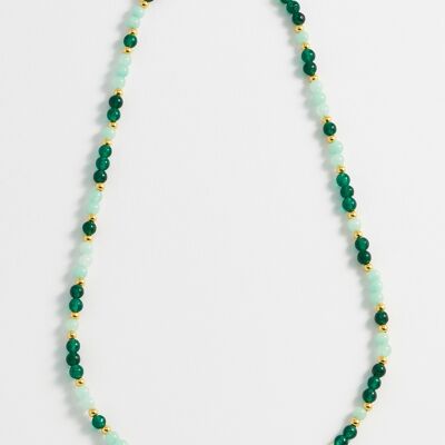 Mix Green Semi Precious Beaded Necklace With Eb Tbar