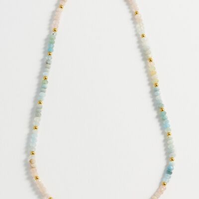 Mix Pastel Rainbow Semi Precious Beaded Necklace With Eb Tbar