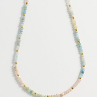 Mix Pastel Rainbow Semi Precious Beaded Necklace With Eb Tbar