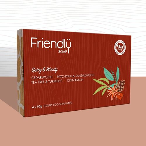 Vegan Soap Gift Selection 4 Pack - Spicy & Woody