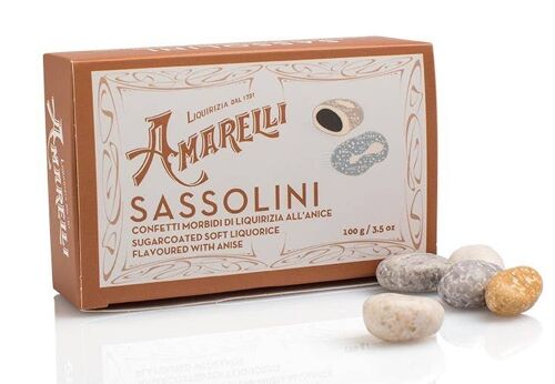 SASSOLINI 100G - Sugar coated Liquorice flavored with Anise