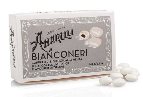 BIANCONERI 100G - Sugar coated Liquorice flavored with Mint
