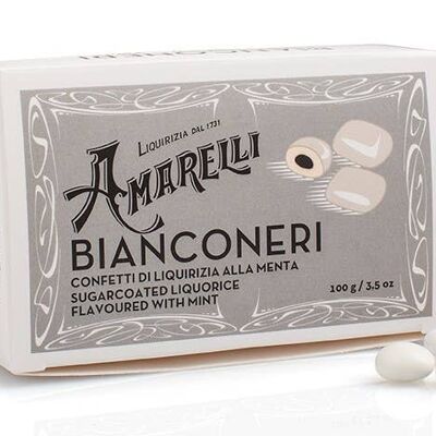 BIANCONERI 100G - Sugar coated Liquorice flavored with Mint