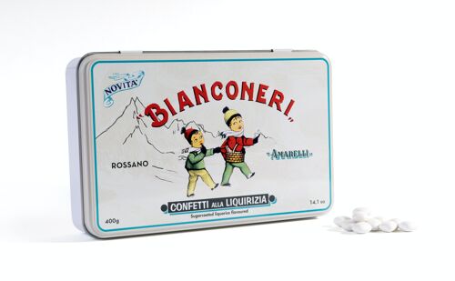 BIANCONERI 400g - Sugar coated Liquorice flavored with Mint