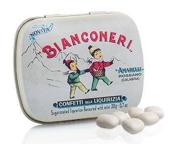 BIANCONERI 20g - Sugar coated Liquorice flavored with Mint