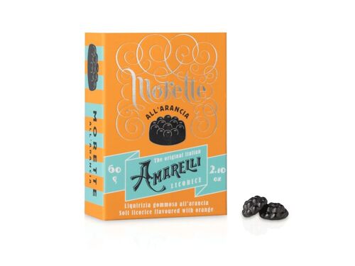 MORETTE all'ARANCIA 60g - Orange flavored gummy liquorice