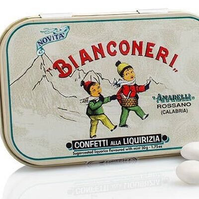 BIANCONERI 50g - Sugar coated Liquorice flavored with Mint